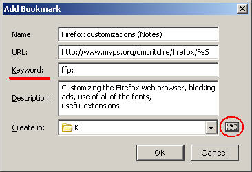 how to create a bookmark in firefox